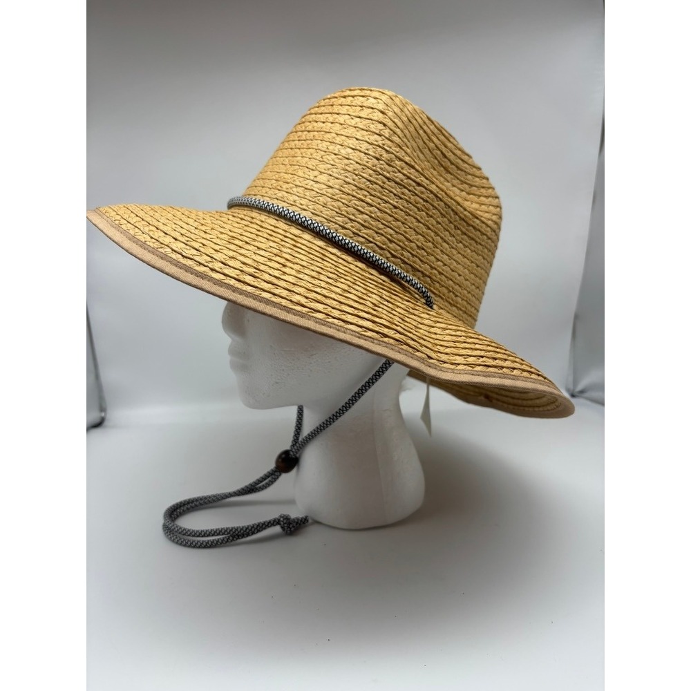 NWT Hat Attack Maya Chinstrap Hat Womens OS Toast Paper Straw UPF 50+ SHAA117